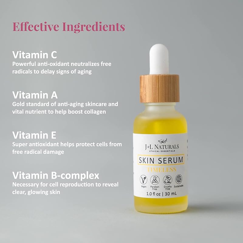 J&L Naturals | Face & Body Oil for Oily, Sensitive, Dry, Combination, Mature, & Dull Skin Types | With Jojoba Oil, Grapeseed Oil, Sunflower Oil, & More (1 Fl Oz (Pack of 5), Variety)