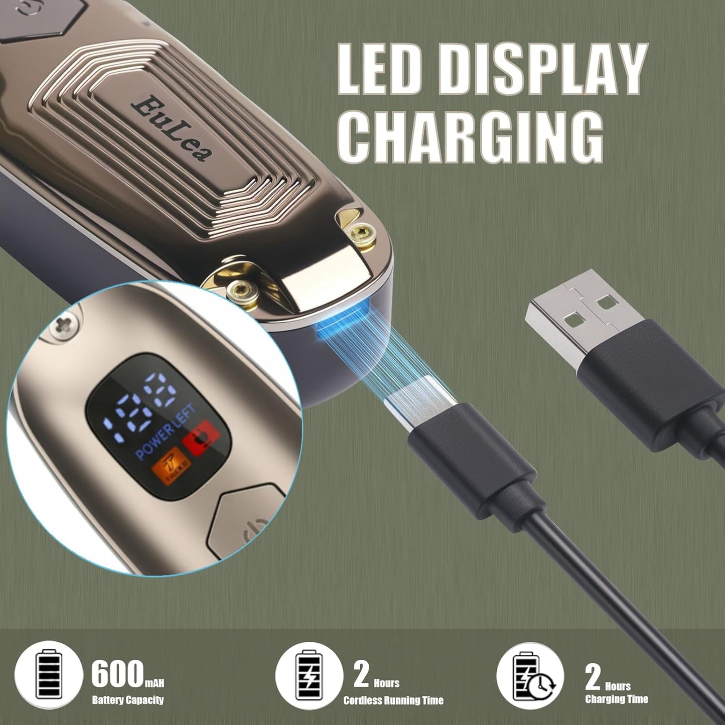 Multifunctional Hair Clipper with LED Screen, Cordless Rechargeable Beard Trimmer, Body Groomer with 10 Accessories for Men Women Home Travel Use