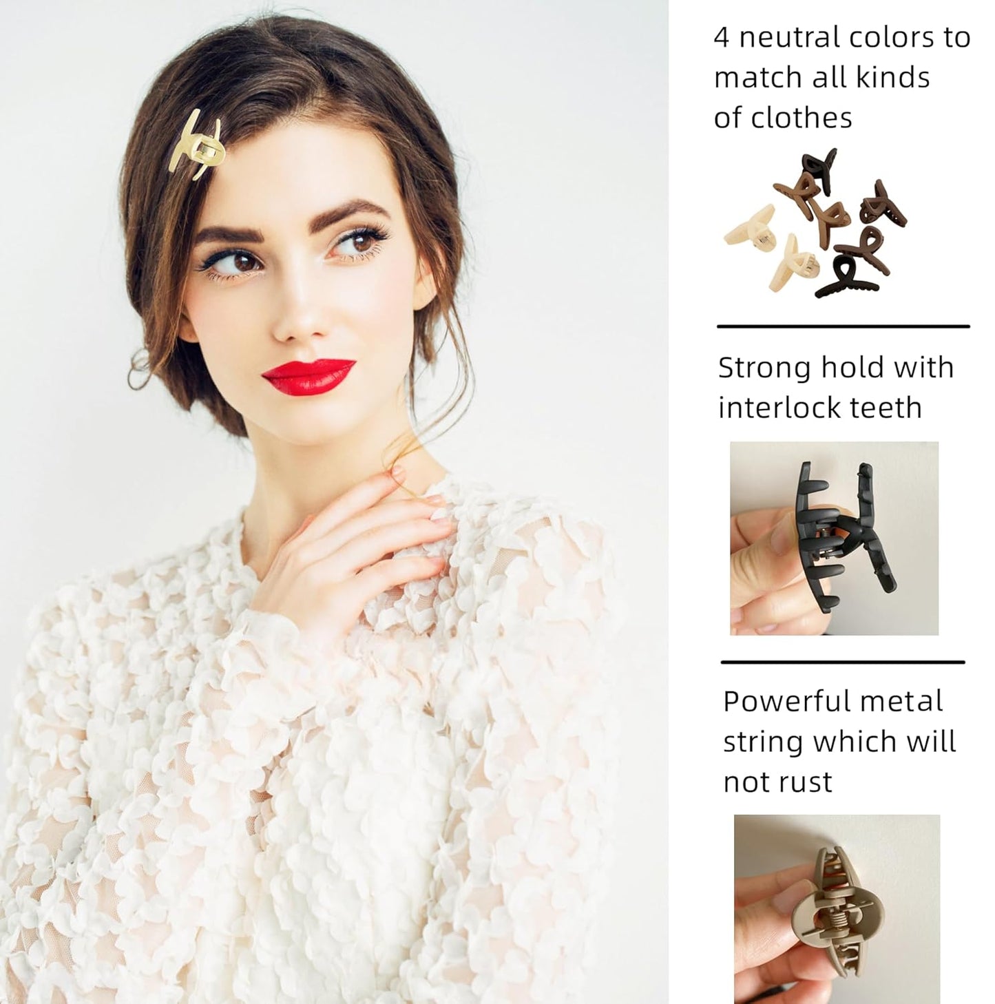 Extra Small Hair Claw Clips Non-Slip Mini Claw Hair for Women and Girls, Strong Hold Banana Jaw Clips for women 8 pcs