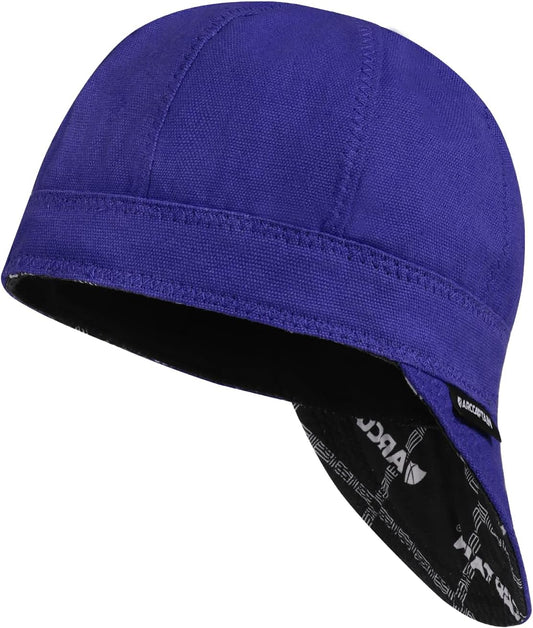 ARCCAPTAIN Reversible Welding Cap, 8 Panel Protective Welders Cap, 10 oz Fireproof Cotton Comforts for Safety and Protection While Welding to Men Women, Royal Blue, 7 1/2
