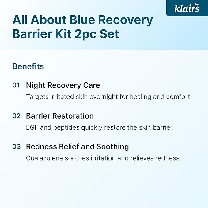 DearKlairs] Midnight Blue Barrier Kit, For oily, troubled and sensitive skin, rapidly calm and soothe sensitivity (2.78 Fl Oz (Pack of 1))