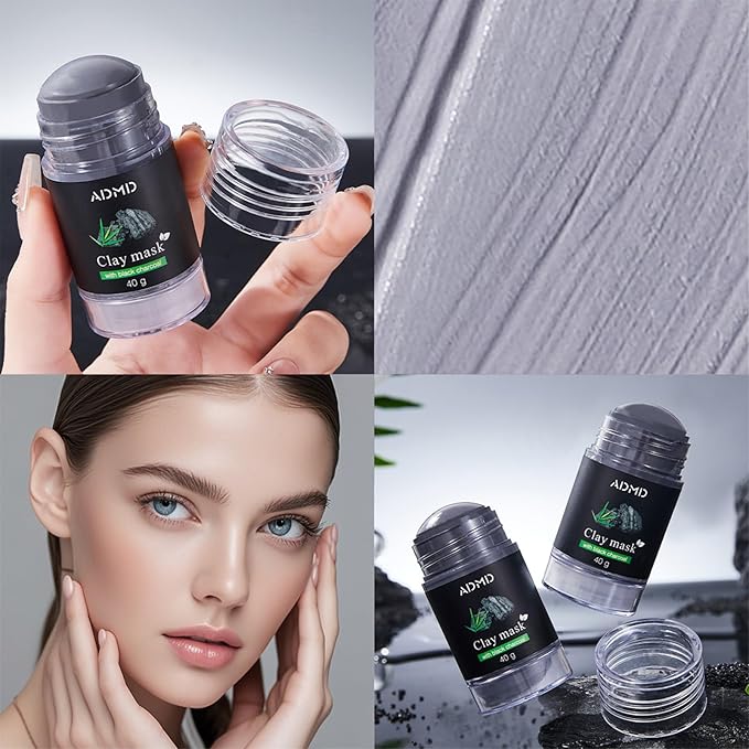 2Pcs Charcoal Mud Mask Stick Clay Mask for Face Deep Pore Cleansing Moisturizing Purifying Facial Blackhead Remover Mask