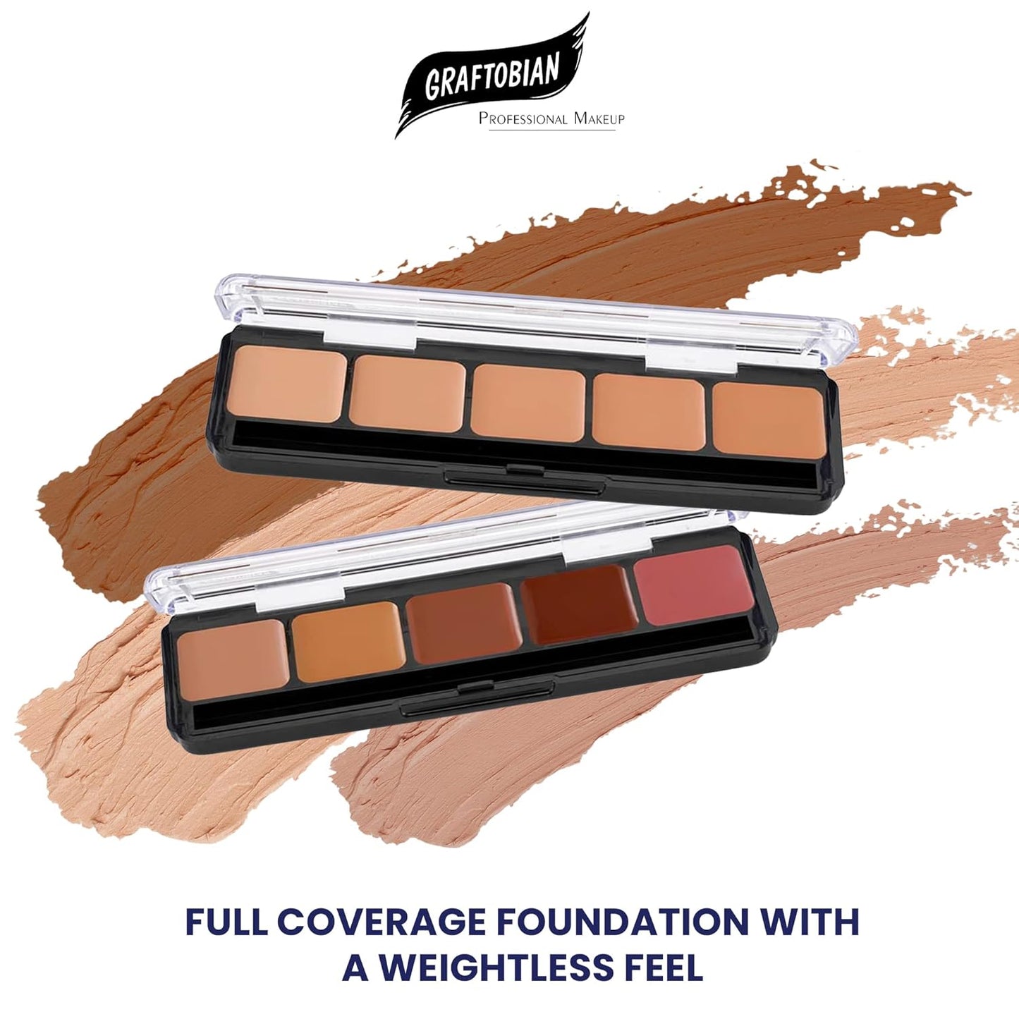 Graftobian HD Glamour Crème Foundation Palette (Ultra-Lights) - High Definition 5 Color Makeup Palette, Cream Based Foundation Concealer and Contour Palette, Full Coverage - Lightest Skin Shades