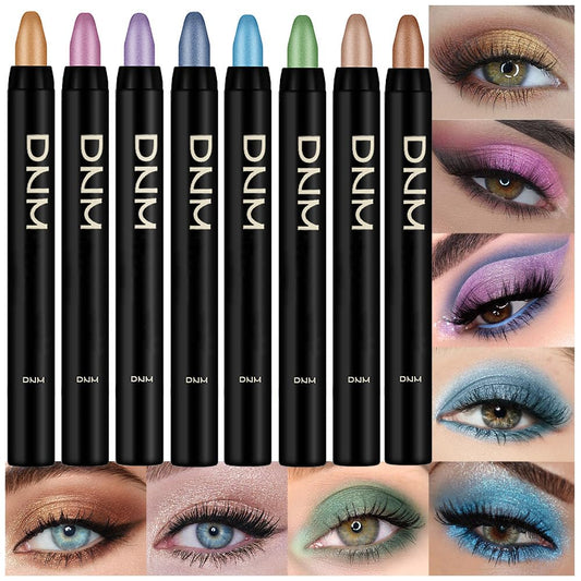 8Pcs Cream Eye Shadow Brightener Sticks Set for Eyes, Desert Mocha Beige Gold Light Purple Pink Sky Dazzling Blue Geen, Halloween Makeup, Matte Shimmer Eye Shadow Pencil Pen Crayon Waterproof 02
