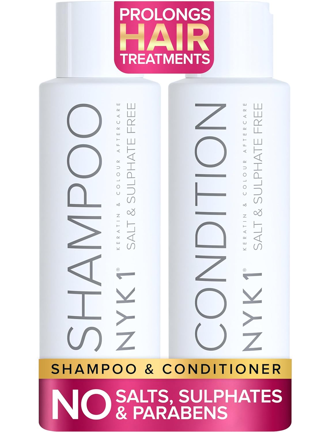 SALT NYK1 Sulfate-Free Shampoo and Conditioner Set for Color-Treated Hair, Extensions and Keratin Treatments (2 x 16.9 Fl Oz)