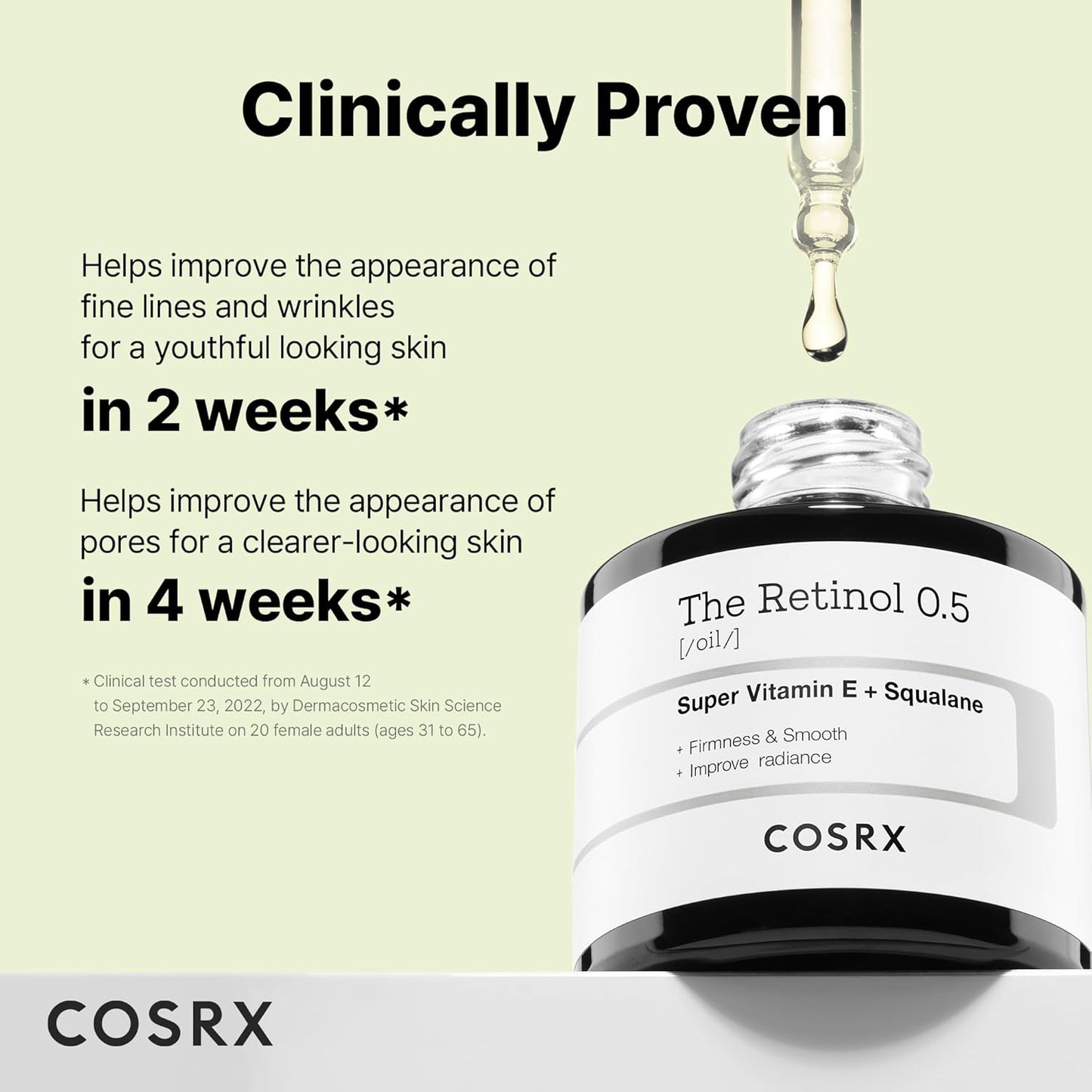 COSRX Retinol 0.5 Oil, Anti-aging Serum with 0.5% Retinoid Treatment for Face, Reduce Wrinkles, Fine Lines, & Signs of Aging, Gentle Skincare for Day & Night, Not Tested on Animals, Korean Skincare