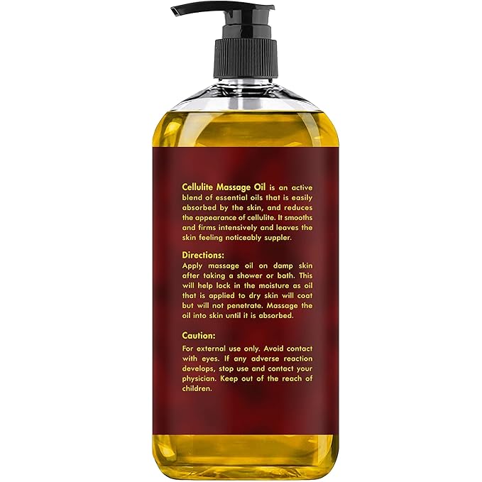 MAJESTIC PURE Anti Cellulite Massage Oil - with Vegan Collagen & Stem Cells, Cellulite Cream for Skin Tightening and Cellulite Remover in Thighs and Butt - 8 fl oz