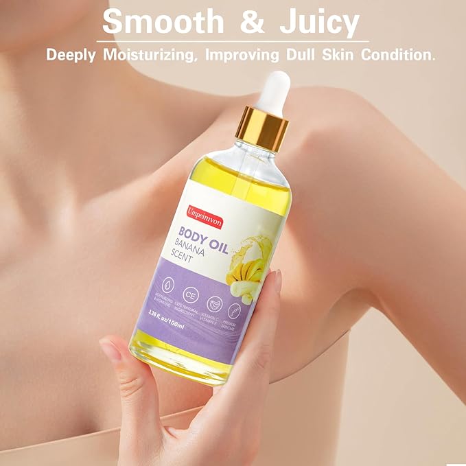 2 Pack Body Banana Juice Oil, Vitamin C and E after Shower Body Oil for Women, Moisturizing Hydrating Body Oil