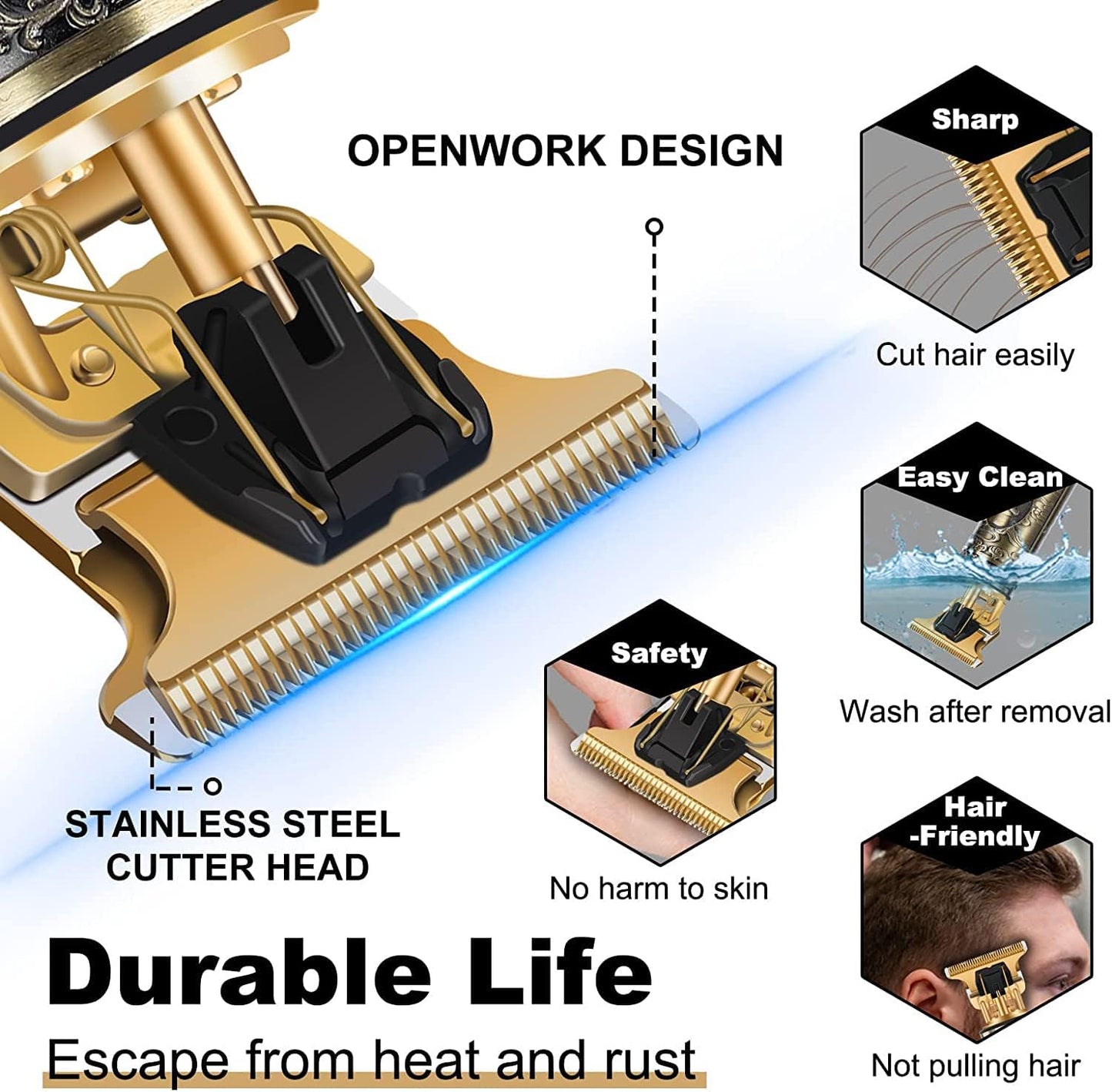 Hair Clippers for Men - Cordless T-Blade Trimmer - Professional Haircut & Grooming Kit - Rechargeable - LCD Display (Figure-01)