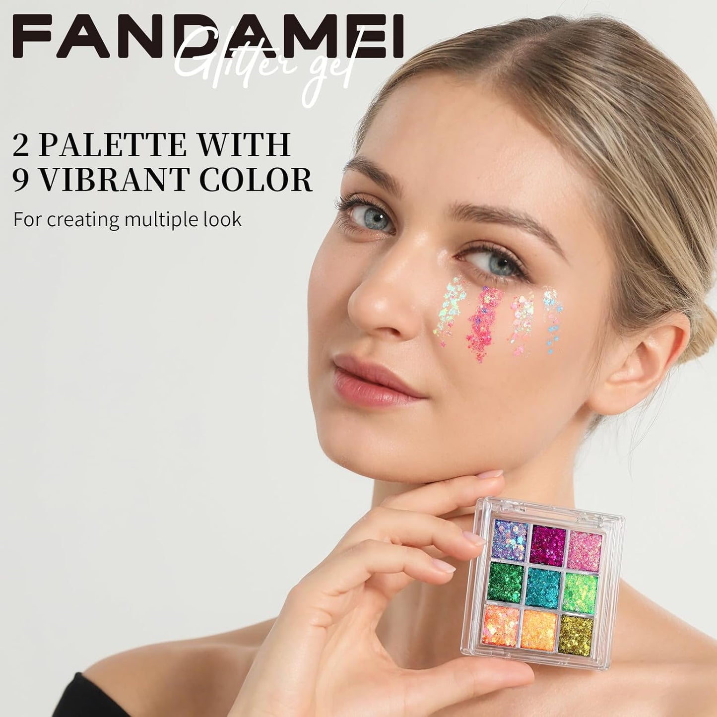 FANDAMEI 18-Color Face Glitter, Body Glitter Hair Glitter for Glitter Makeup, 2 PCS Glitter Gel 6 Color Themes, Chunky Glitter for Kids Women, Halloween Rave Concert Face Paint