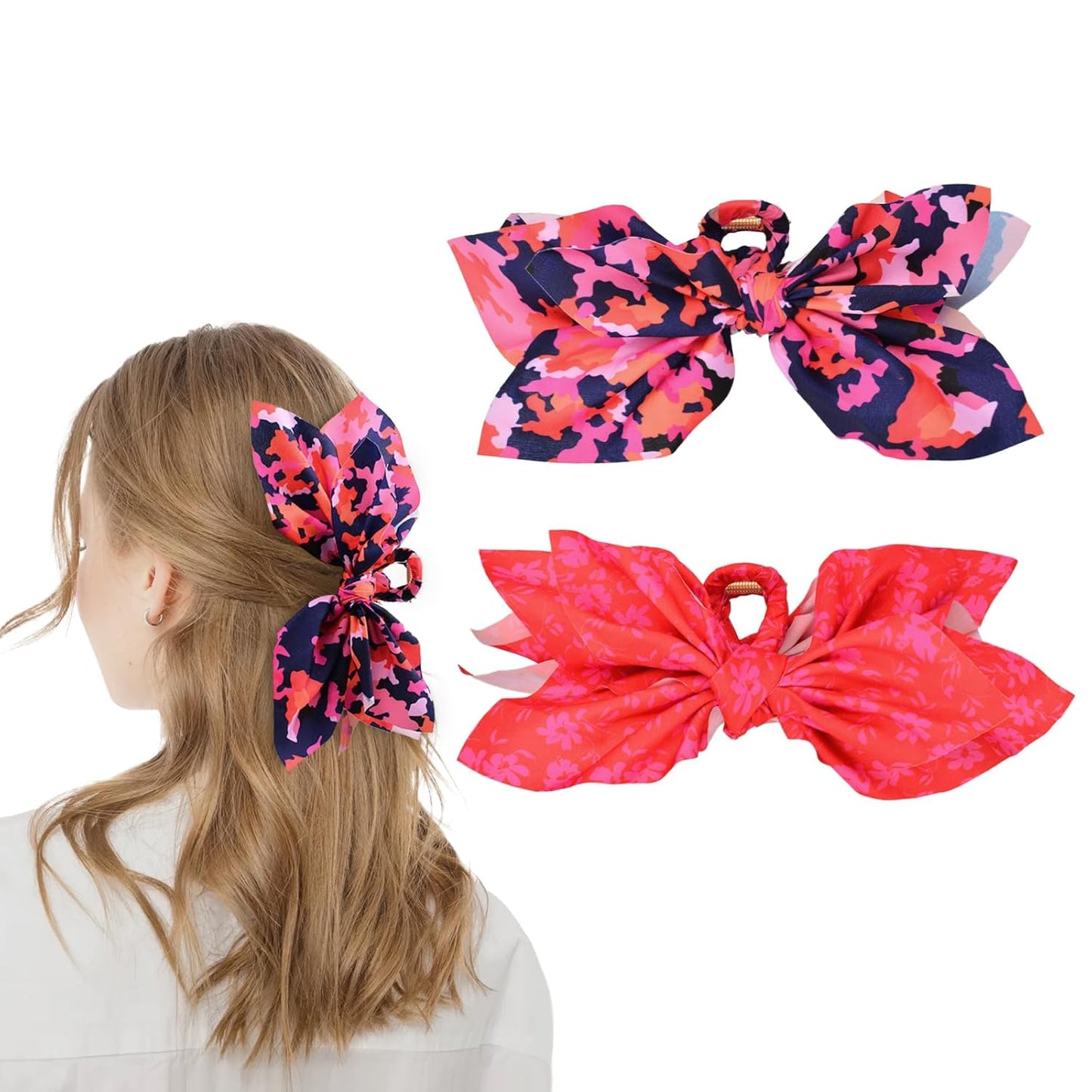 Bow Claw Clips Bow Hair Clips 2PC Red Big Hair Bows for Women Butterfly Styling Large Hair Clips for Thick Hair for Girls Hair Accessories for Teen