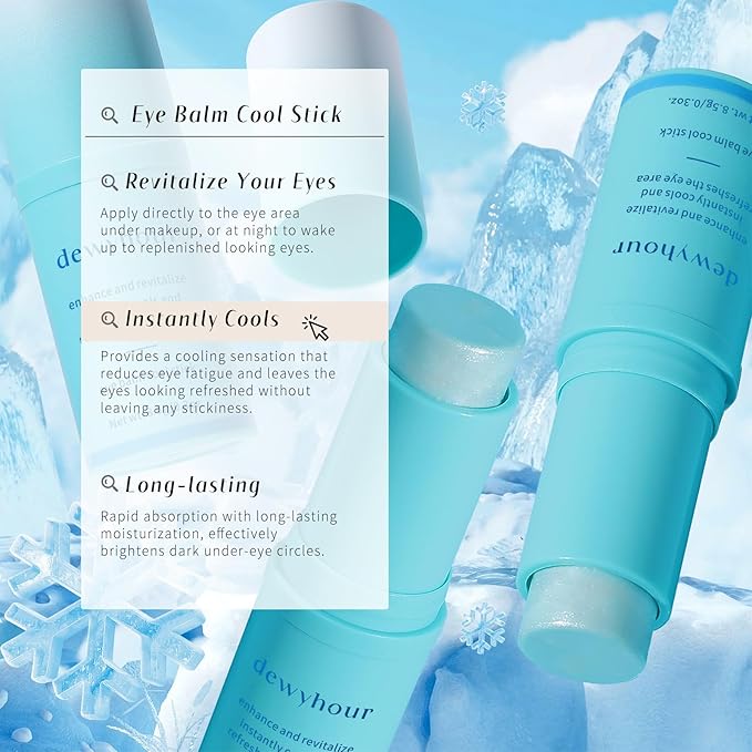 Eye Balm for Dark Circles: Cooling Eye Cream Under Eye Treatment, Cool Eye Stick Reduce Wrinkle & Puffiness, Hydrating Balm for Eye Bags Skin Care