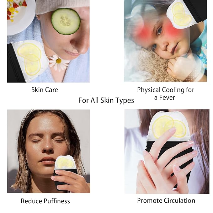 Silicone Ice Roller Facial Massager - Brighten Skin, Reduce Puffiness, Reusable Ice Roller for Face & Eyes, Freezer (1Pack, Black)