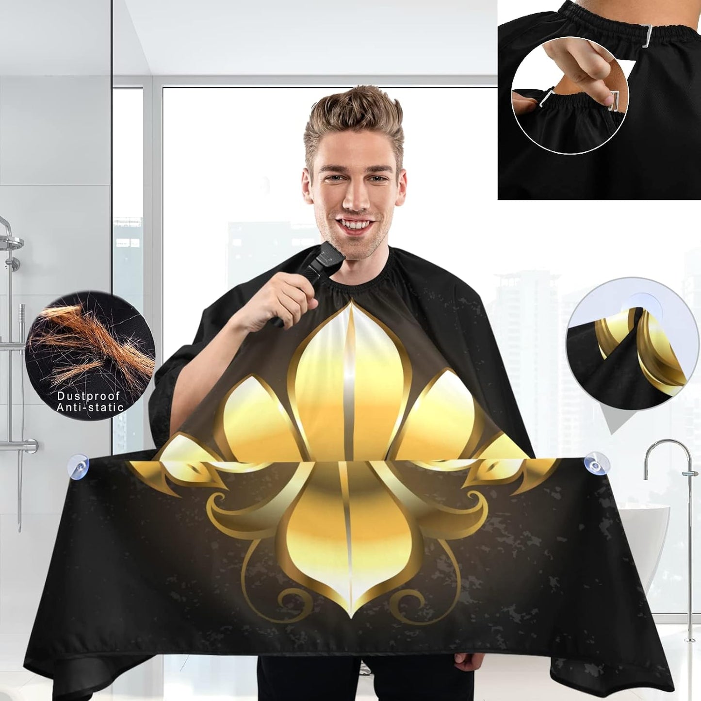 visesunny Professional Barber Cape Polyester Hair Cutting Clippings Catcher Grooming Cape Apron for Shaving Trimming For Men