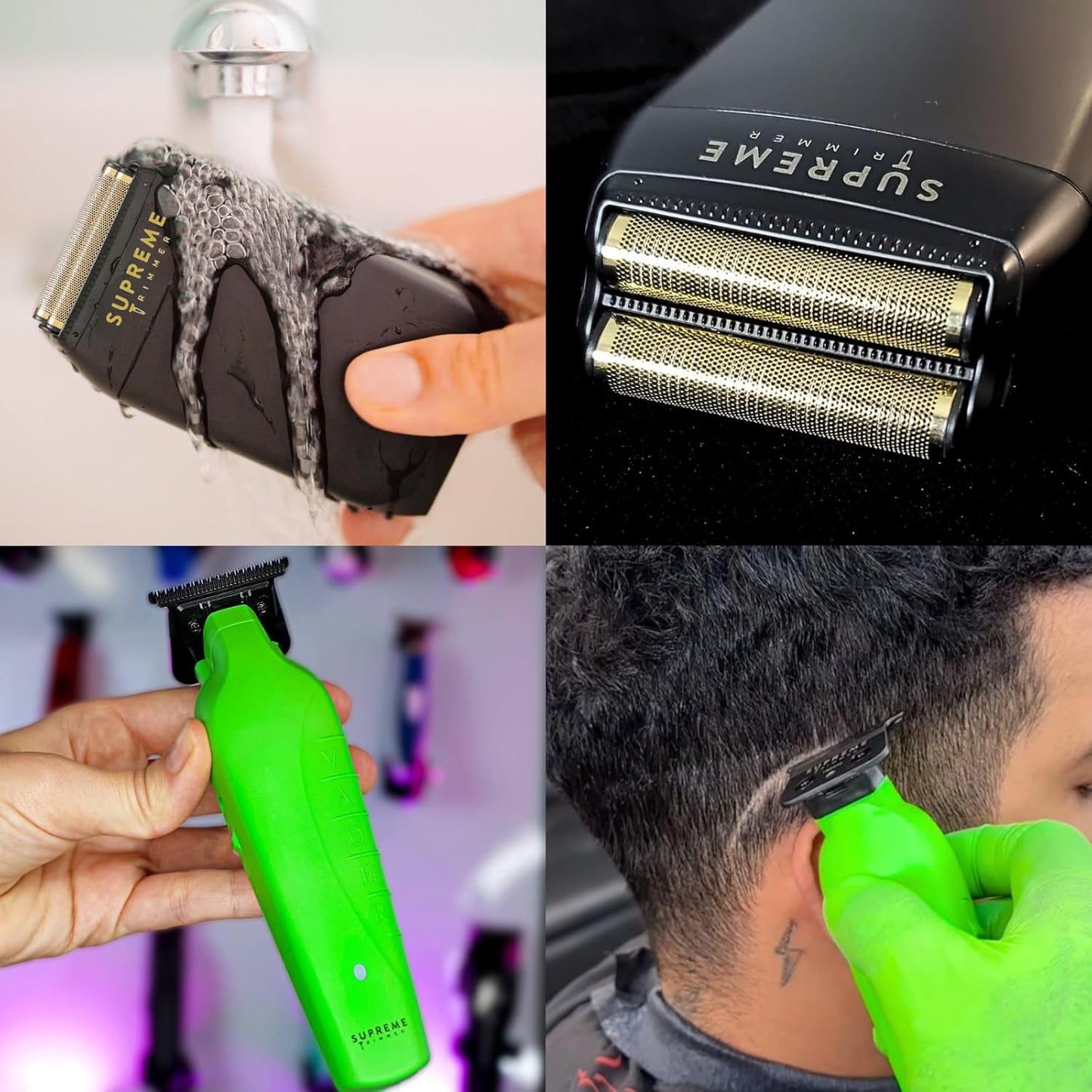 Supreme Trimmer Vader Trimmer & Crunch Foil Shaver Barber Haircutting Kit | Professional DLC T-Blade Beard Trimmer ST3778 & STF602 Waterproof IPX6 Shaver Set | (Acid)