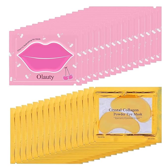 30 Pairs Lip Mask & Eye Mask,24K Gold Gel Eye Masks for Dark Circles,Wrinkles and Fine Lines,Moisturizing Collagen Lip Mask Reduce Lines and Dry Lips, Effectively Nourishes Skin Care