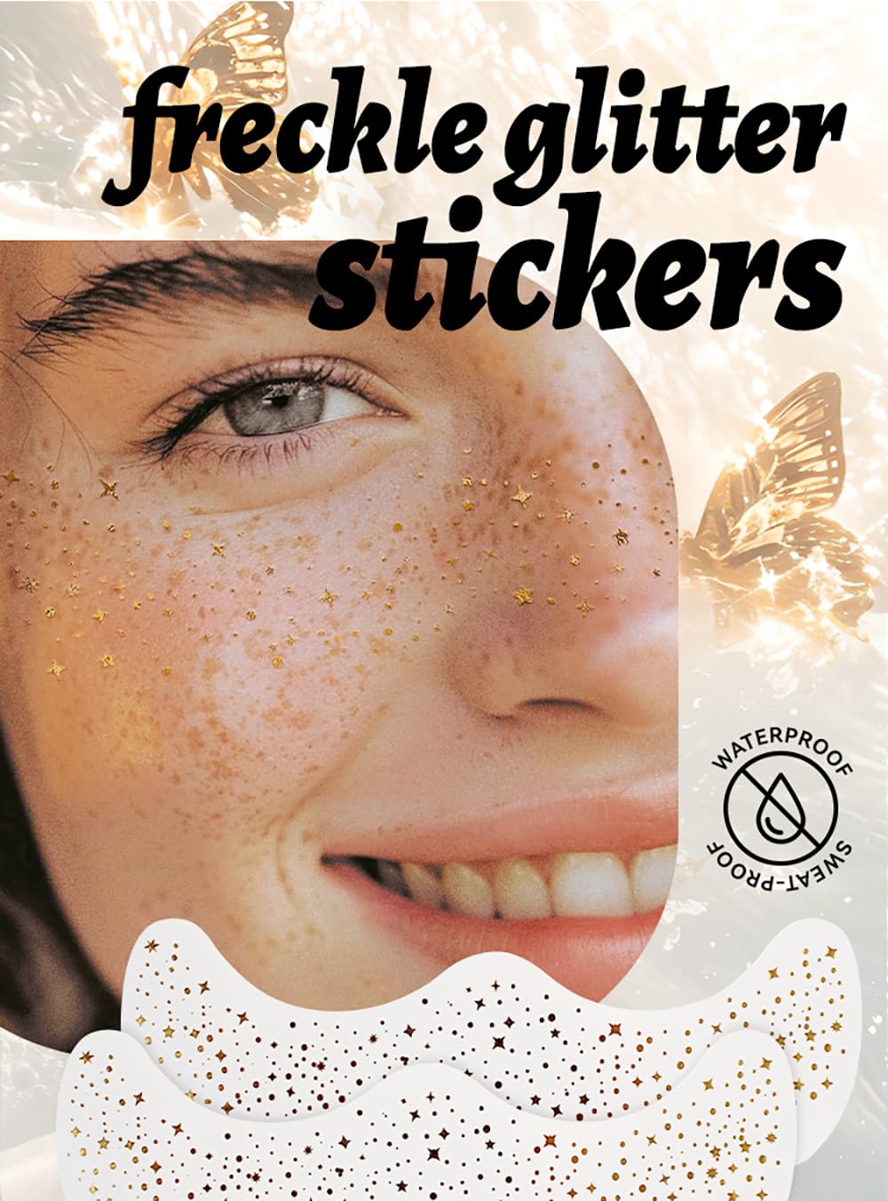 6Pcs Face Makeup Patches, Glitter Freckles Face Tattoo, Beauty Face Makeup Cute Glitter Makeup Accessories for Women - Cosmetic Glitter for Face