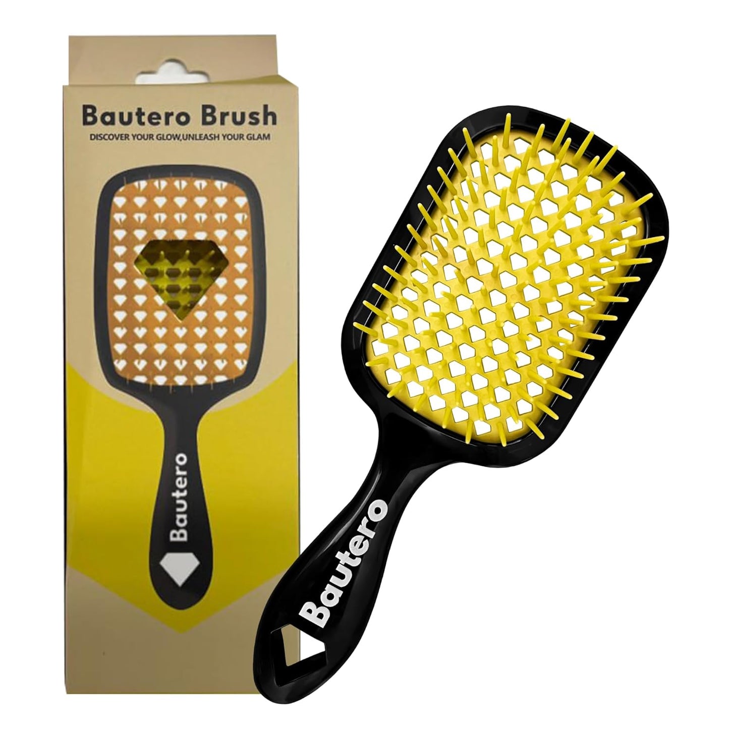 Detangling Hair Brush Saku Sunflower with Anti-Static Bristles, Black Pink, 8.9x3.15 Inch, 106 Flexible Bristles, Lightweight Ergonomic Design for Wet Dry Hair, Pain-Free Knot Removal