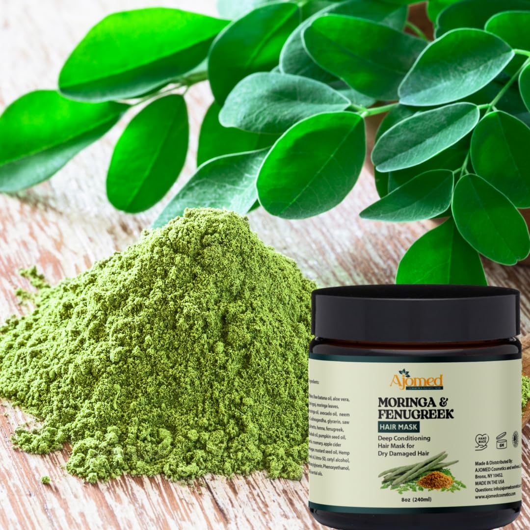 MORINGA & FENUGREEK HAIR MASK- HAIR treatment masque- Conditioner for Dry or Damaged Hair & dandruff (8 Ounces)