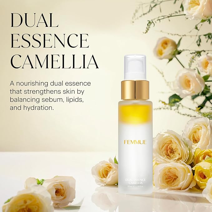 Dual Essence Camellia Hydrating Face Toner Mist (1.18 oz Travel Size) | Light & Refreshing Facial Moisturizer | Korean Skincare