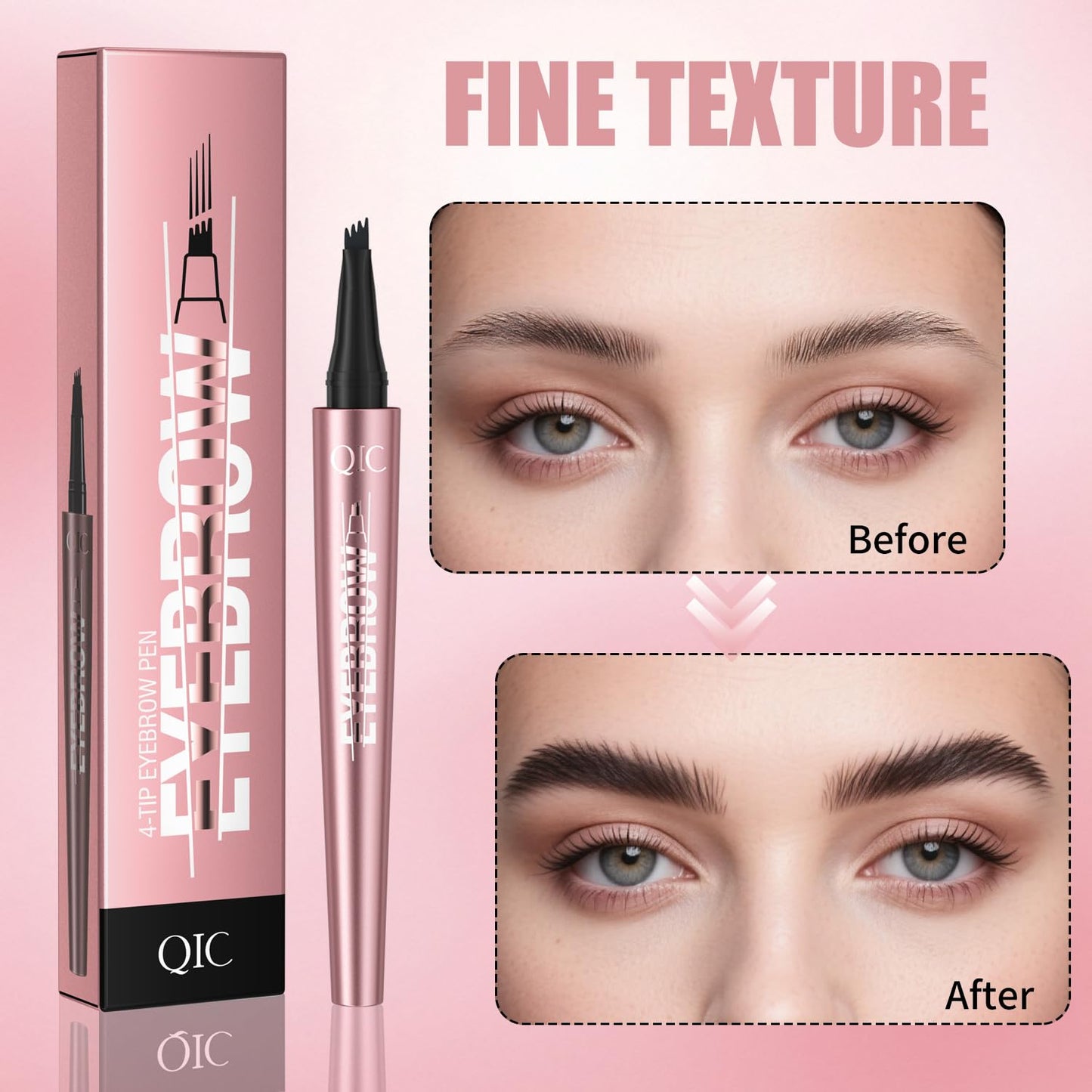 Eyebrow Pen, Waterproof Microblading Eyebrow Pencil, Eye Brown Makeup Pen with a Micro-Fork Tip for Women to Effortlessly Create Hair Like Natural Brows Brown