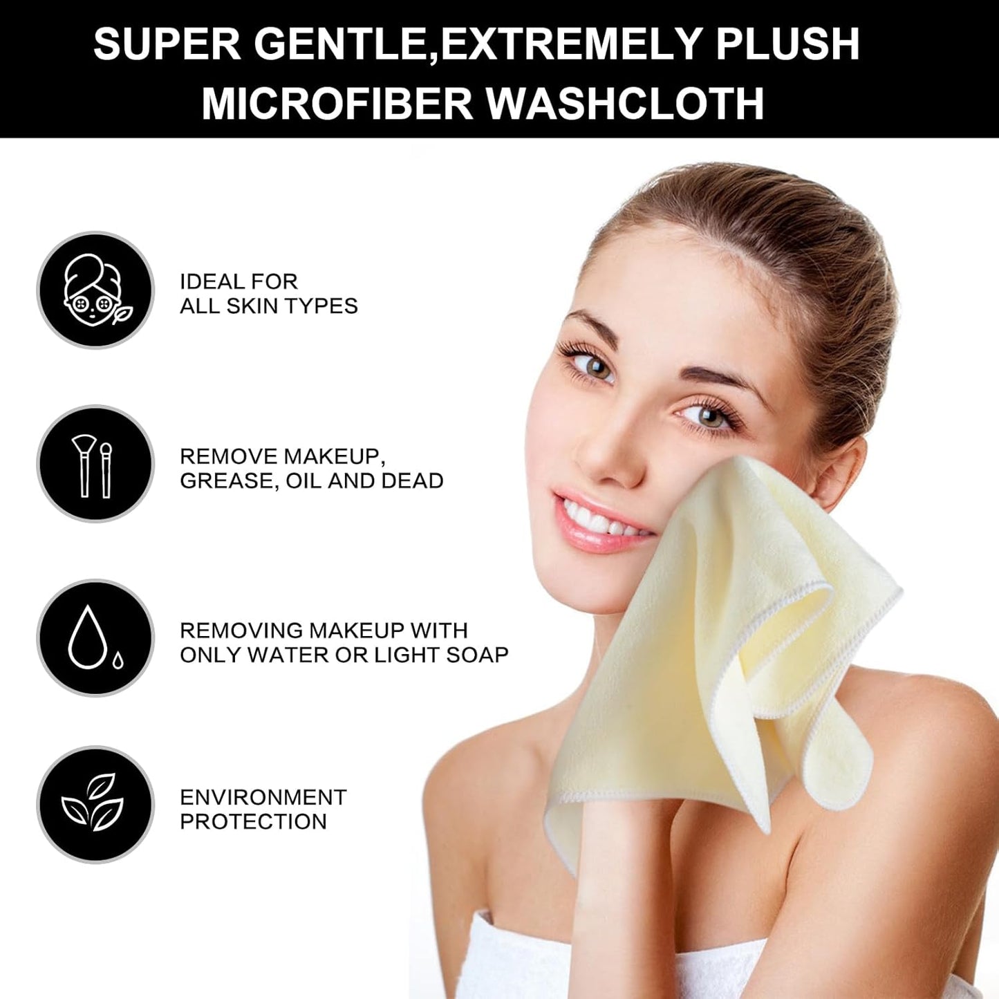 SINLAND Microfiber Facial Cloths Fast Drying Washcloth 12inch x 12inch Absorbent Face Wash Cloth Soft Makeup Remover Cloths