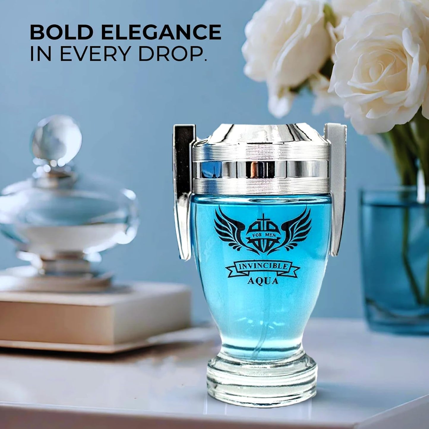 Men's Cologne Invincible Aqua- Eau De Toilette Spray Perfume Fresh Scent 3.4 Fl Oz Daily Used