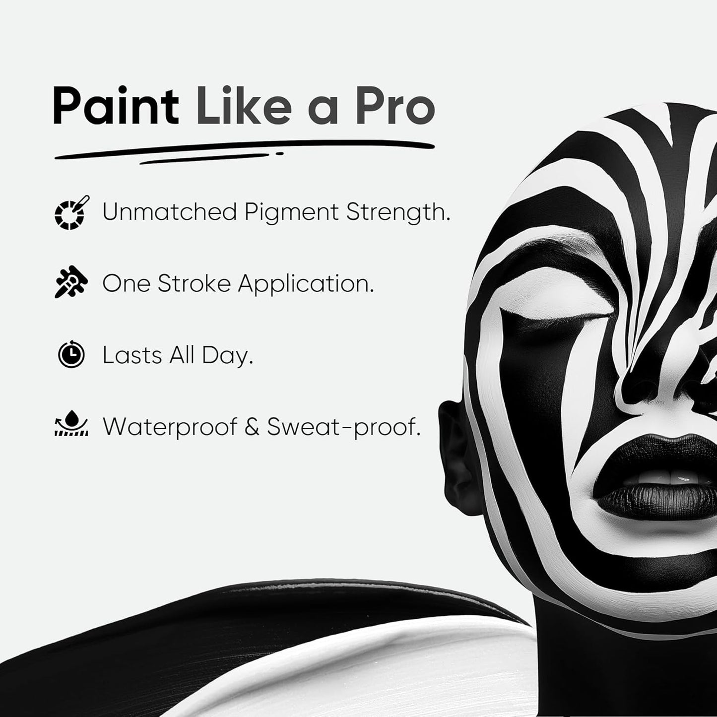 Blue Squid PRO Black and White Face Paint Stick - Waterproof Body Paint For Adults & Kids Eye Black Baseball, Eyeblack Softball -Hypoallergenic Twist-Up Non-Toxic Makeup Stick - Cosplay, Sports & SFX