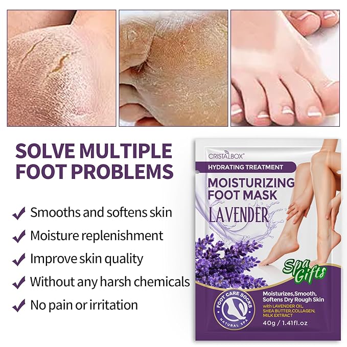 Moisturizing Foot Mask 5 Pack,Hydrating Foot Masks for Dry Cracked Feet,Moisturizing Socks Dry Skin Moisturizer for Soft and Smooth Touch Feet,Foot Care Spa Gifts for Women Men Mother's Day Gifts
