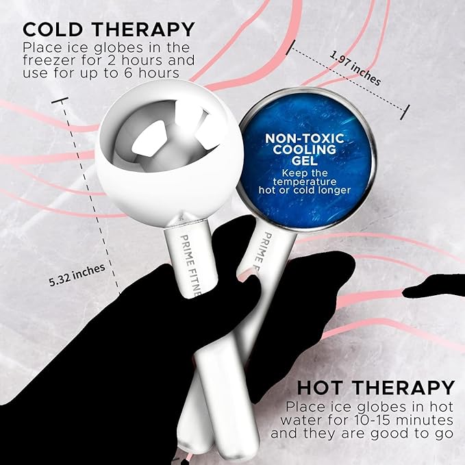 Ice Globes for Facials | Unbreakable Steel Cooling Roller | Cryo Sticks for Face | Massager for Face Neck & Eyes | Skin Care for Dark Circles, Puffiness, Wrinkles, Collagen Production (PINK)