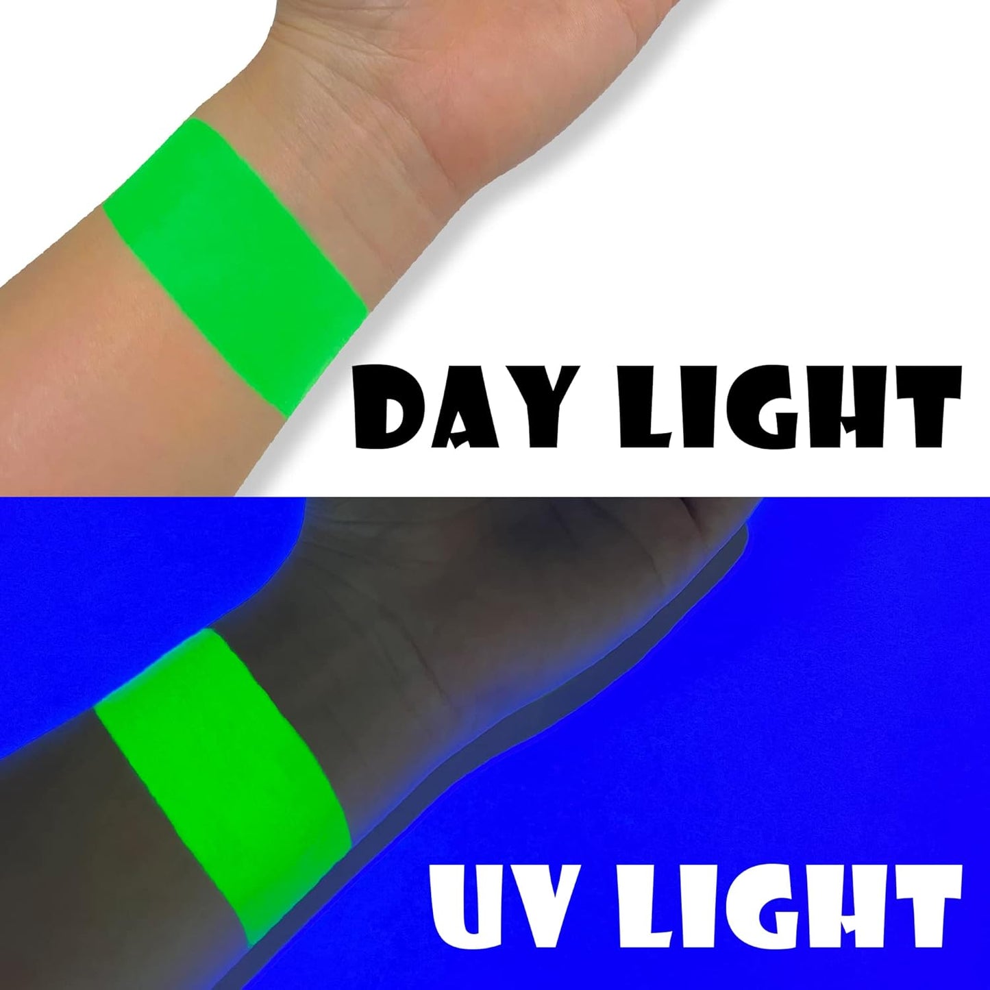 Green Eye Black Footabll, UV Neon Green Face Paint Stick, Non-Toxic Oil Based Face Makeup Body Paint Stick High Pigmented Body Paint Makeup Caryons for Halloween Special Effect Sfx Makeup