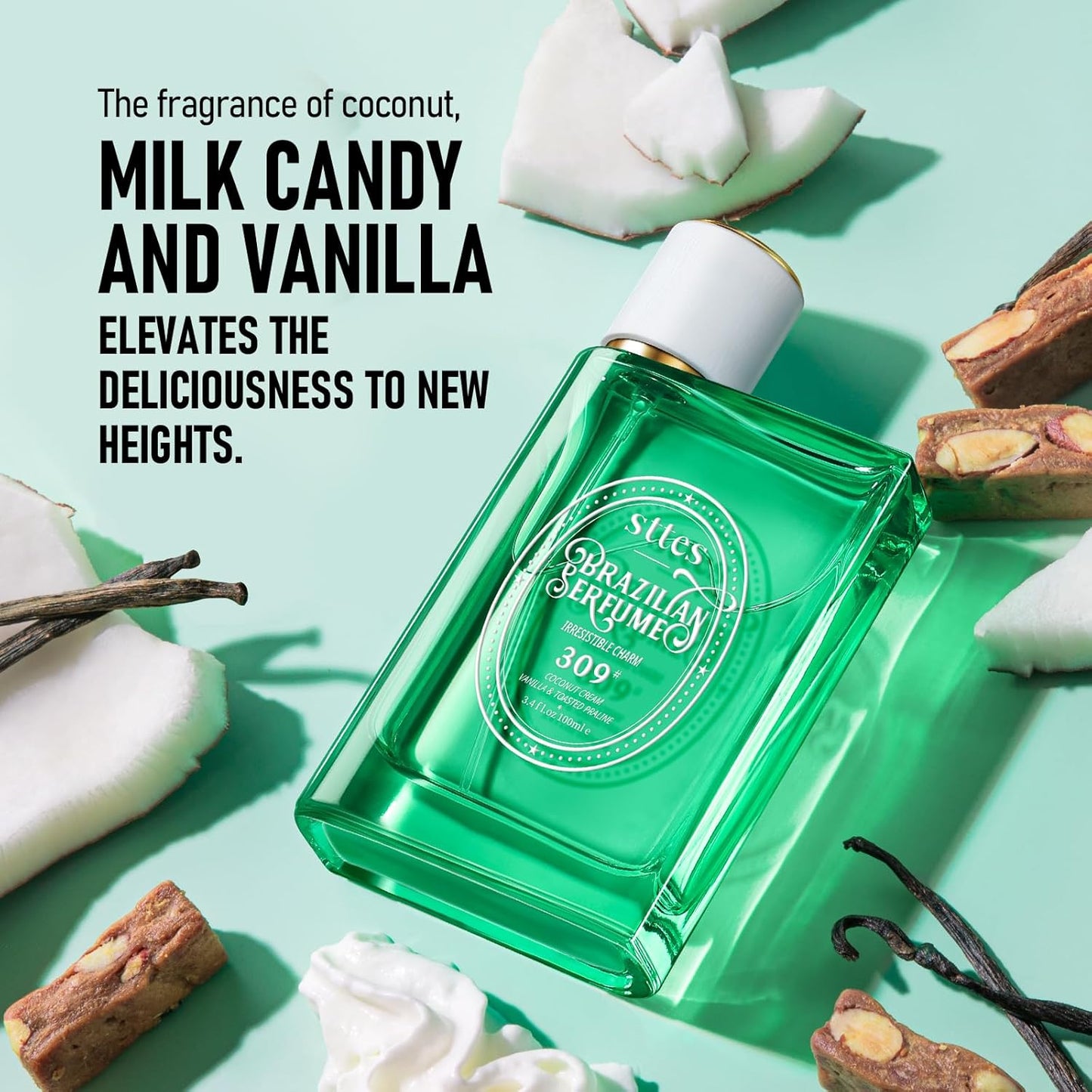 Sttes Perfume 309# (Irresistible Charm) – Eau de Parfum 100ml (3.4 fl oz) – Coconut Cream, Vanilla, Toasted Praline