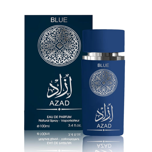 Cologne for Men AZAD Blue 3.4 Fl Oz Eau de Toilette Spray Noted with Fresh, Spicy, Vanilla, Coconut Fragrance Men's Perfume for Daily Use