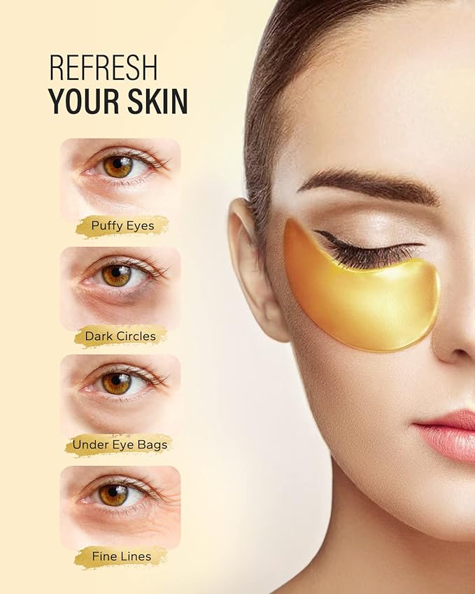 24K Gold Under Eye Patches (50 Pairs) & Q10 Anti-Wrinkle Night Cream, Pro-Retinol Face Moisturizer for Firming, Hydrating & Anti-Aging Skincare