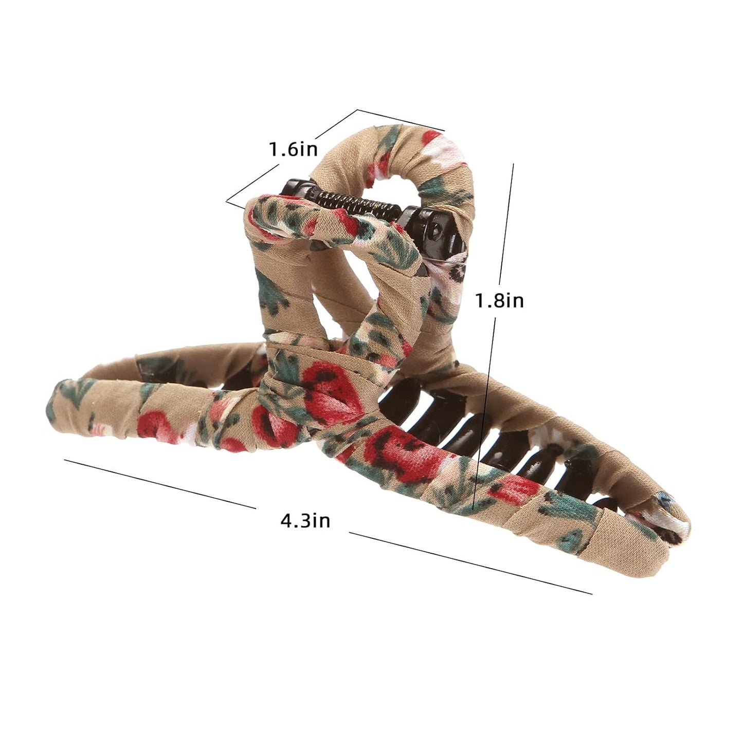 ONEYE Hair Claw Clips Nonslip Wrapped Cloth 4.3 Inch Large Hair Clips for Women Girls Floral Banana Hair Clip Strong Hold for Thin Hair Thick Hair Long Hair Fashion Hair Accessories with 4 Colors