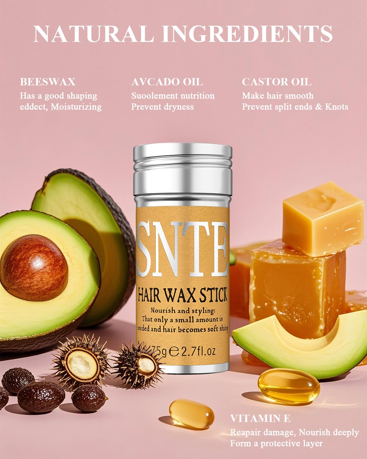 Hair Wax Stick Slick Back Hair Brush Set – Flyaway & Frizz Control for Sleek Ponytails, Buns, and Updos – Styling Accessories for Ballet, Dance Recitals, and Gifts