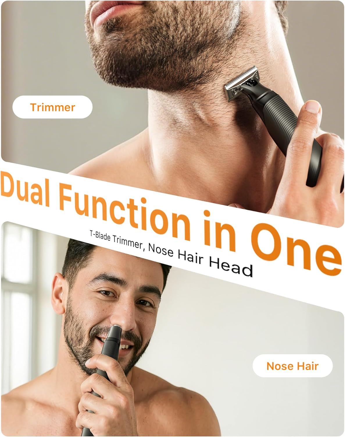 [2025 Upgraded] Body & Nose Hair Trimmer Kit, [All-in-One] Travel Beard Electric Shaver for Men, USB-C Fast Charging, Rechargeable Painless Razor Cordless Waterproof Wet/Dry, Black(Solo)