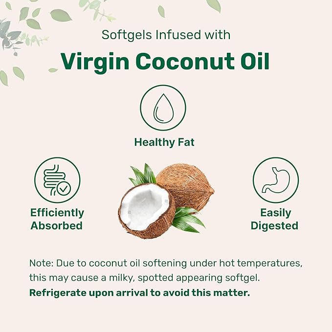 Micro Ingredients Biotin 10,000mcg w/Hyaluronic Acid 25mg | 365 Virgin Coconut Oil Softgels, Fast Release, One Year Supply, Supports Healthy Hair, Skin & Nails, Non-GMO & No Gluten