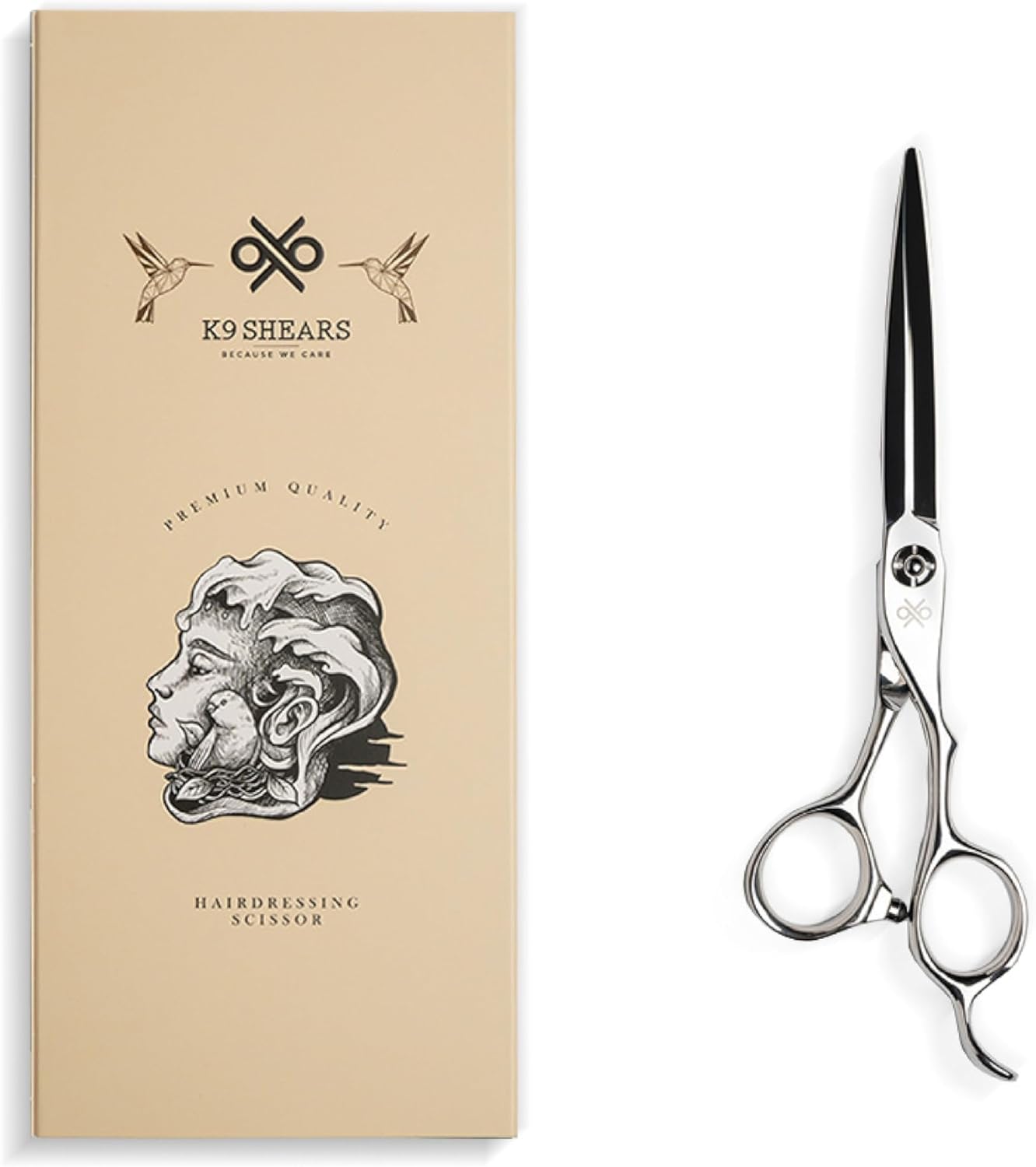 6.3" Professional Hair Scissors – Barber Shears Made with Premium VG10 Steel, Special Blade Angle, Ideal for Straight Cutting and Slide Cutting, Lightweight, Razor-Sharp, Ergonomic Handle | K9 Shears