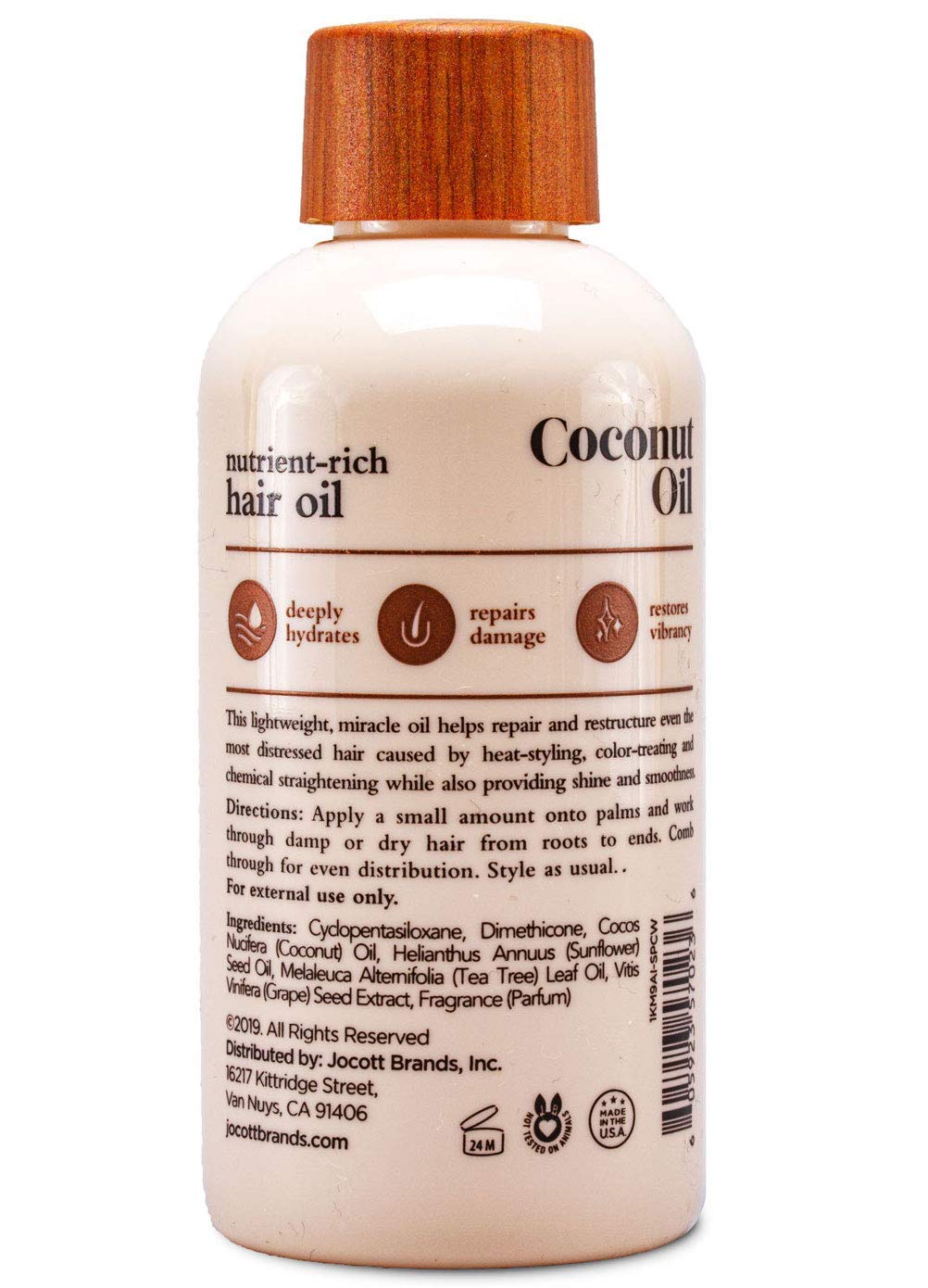 Oliology Coconut Hair Oil - Lightweight Formula Helps Repair Distressed Hair Caused by Heat Styling & Chemical Treatments | Mends Split Ends | Controls Frizz | Made in USA & Paraben Free (4oz/2 Pack)