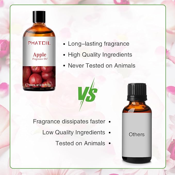 3.38FL.OZ Apple Fragrance Oils for Aromatherapy, Essential Oils for Diffusers for Home, Perfect for Diffuser, Yoga, Skin Care, DIY Candle and Soap Making - 100ml