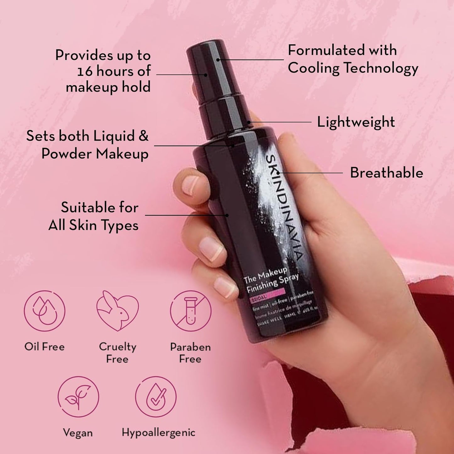 Skindinavia The Makeup Finishing Spray, Oil Control Makeup Setting Spray, All-Day Wear, Long-Lasting Up to 16+ Hours, Heat-Resistant & Waterproof, Fine Mist, 4.0 Oz