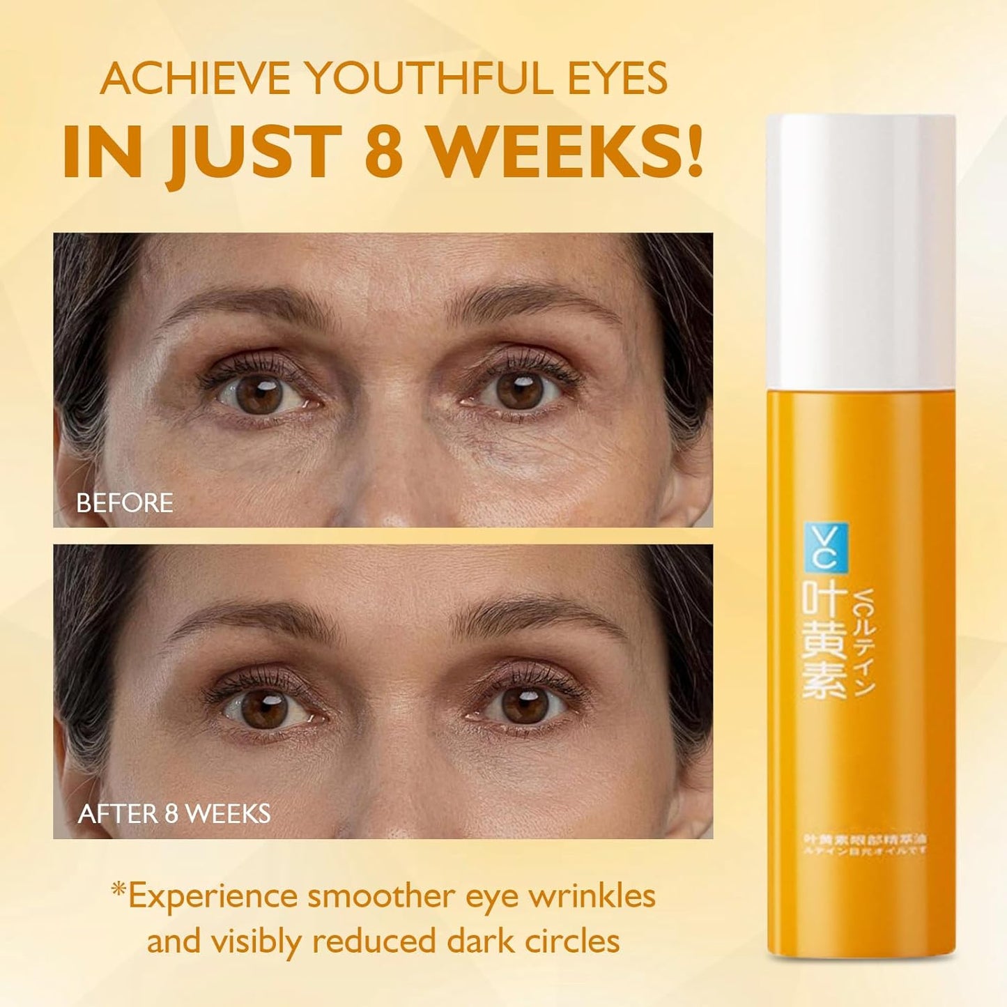 Vc Anti-Wrinkle Eye Serum Oil with Lutein - Hydrating Eye Treatment Oil to Help Improve the Appearance of Dark Circles and Fine Lines (3 Pcs)