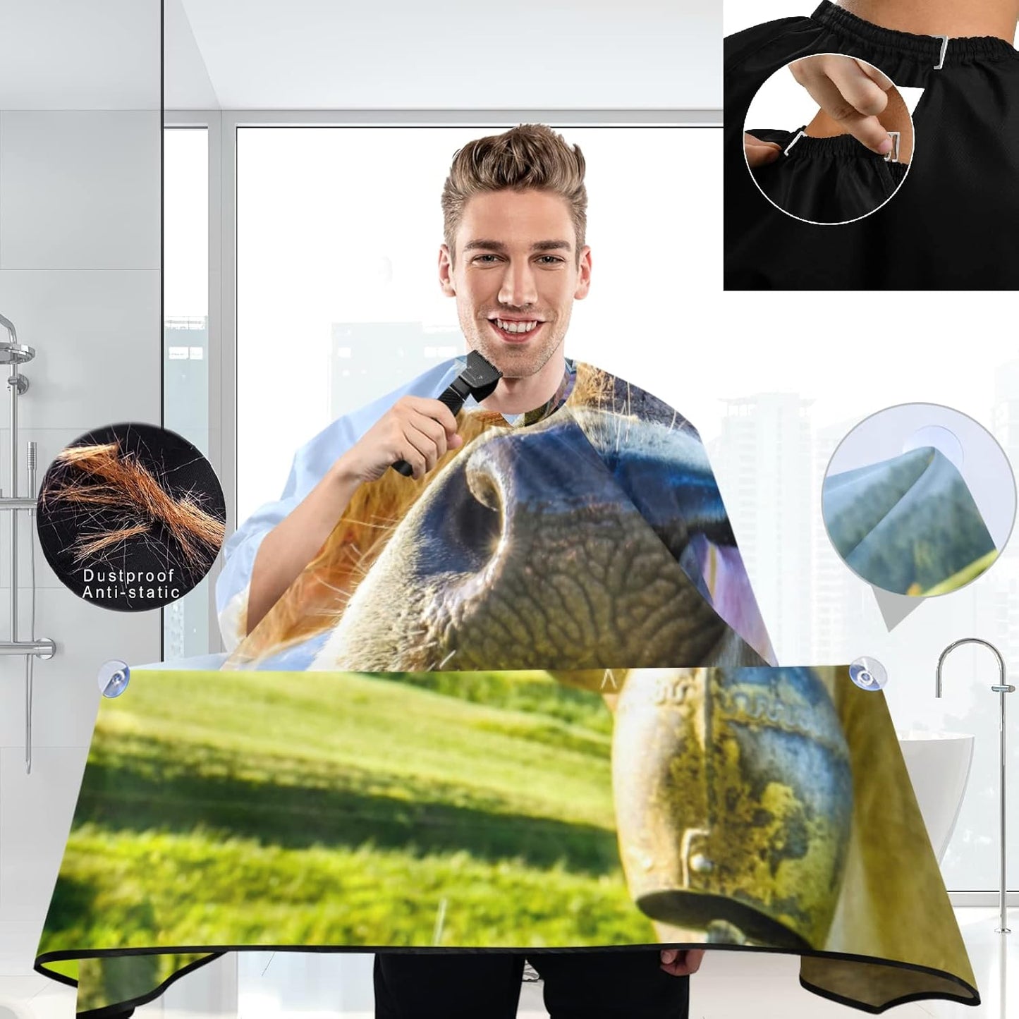 visesunny Professional Barber Cape Polyester Hair Cutting Clippings Catcher Grooming Cape Apron for Shaving Trimming For Men
