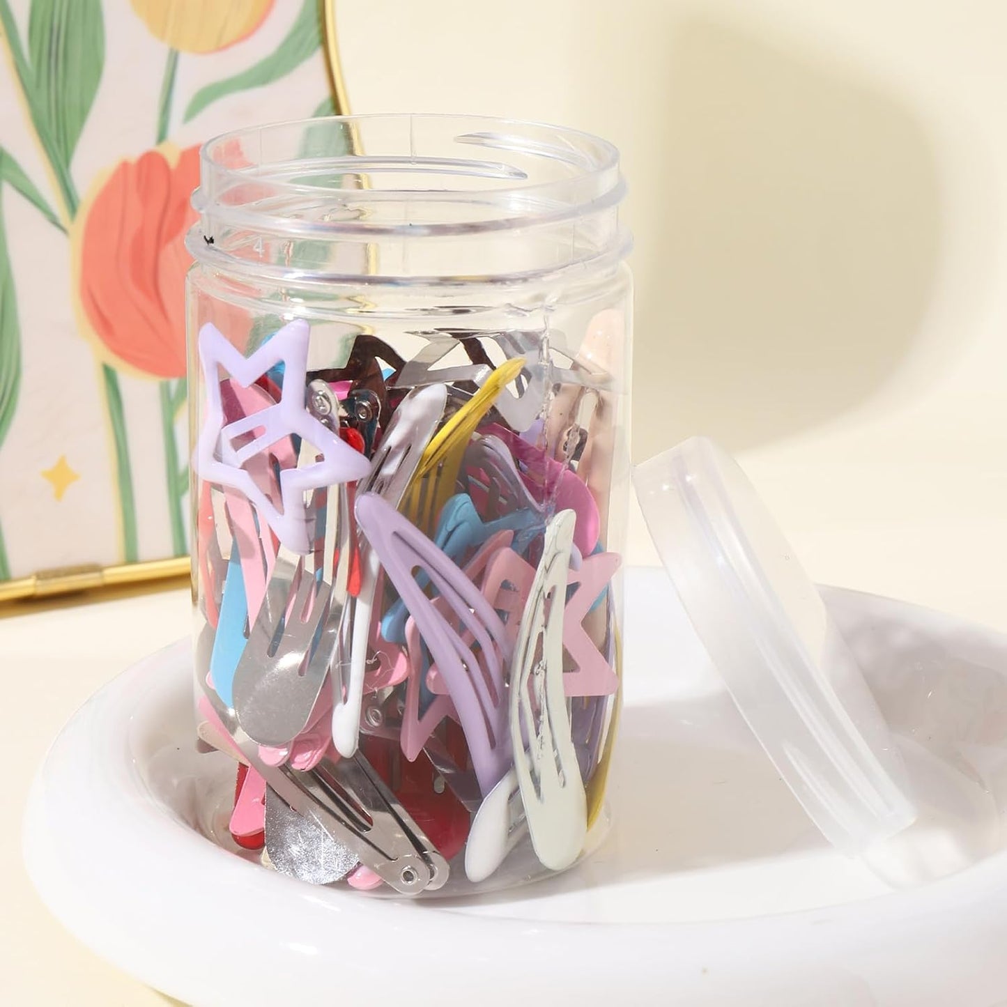 50pcs Star Hair Barrettes - Cute Metal Snap Hair Clips for Women, Non-Slip, Colorful