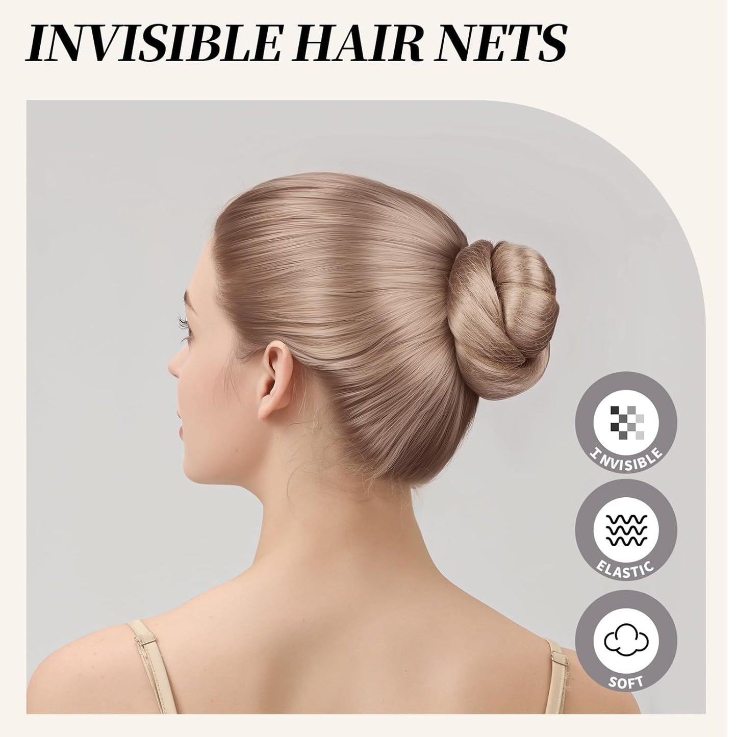 Teenitor Hair Bun Maker Kit and Hair Net, 4 Pcs Medium Hair Donuts For Buns, 10 Pcs Mesh Hair Nets Invisible, 10 Pcs U Shaped Hair Pins for Women, Tan Brown