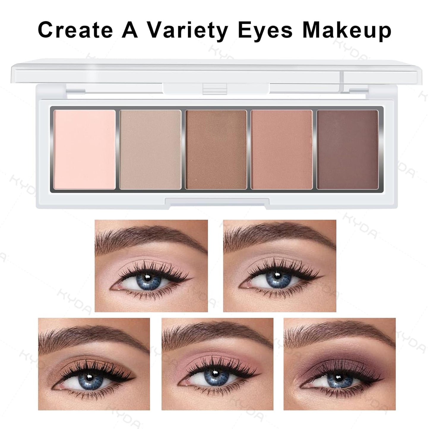 KYDA 5 Colors Matte Brown Eyeshadow Palette, Neutral Nude Eyeshadow, All Matte Eyes Palette, High Pigment Pressed Powder Eye Makeup Gift for Women, Lasting Blendable Daily Eyes Shadow, BROWN