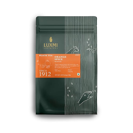 Luxmi Estates - Orange Spice - Organic Black Darjeeling Tea - 50 Tea Bags| Limited Fall Tea | Special Edition Autumn Tea | Smooth, Flavorful, Robust and Caffeinated