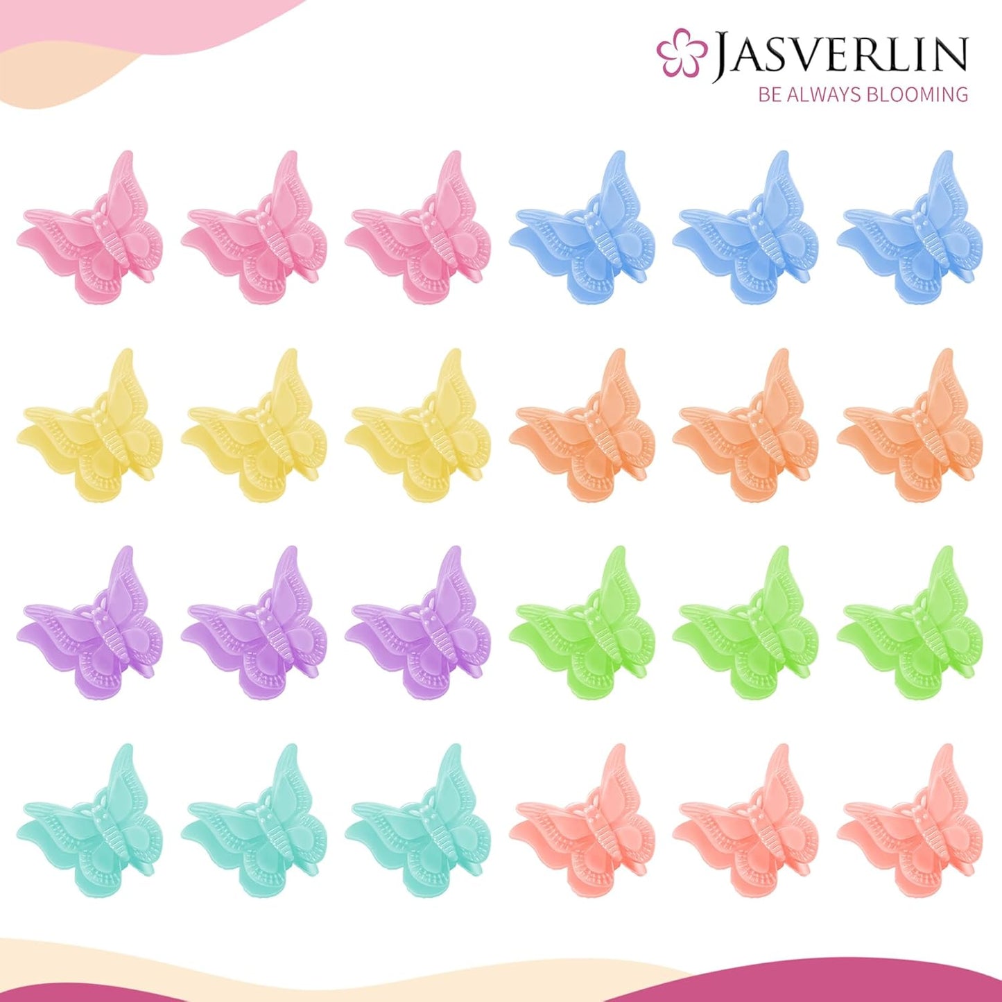 Mini Butterfly Hair Clips, Tiny Plastic 90s Claw Hairclip for Women Girl Accessories 8 Assorted Colors 50 pcs (Pastel Paradise)