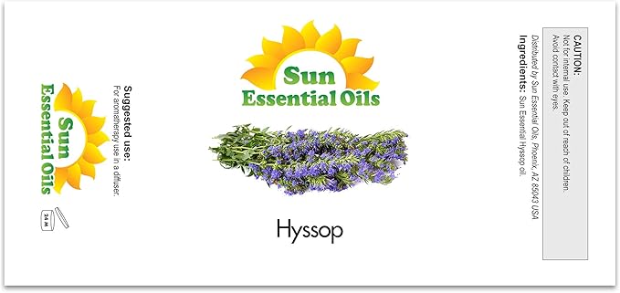 Sun Essential Oils Aromatherapy Pure Hyssop Essential Oil – 2 Fluid Ounces